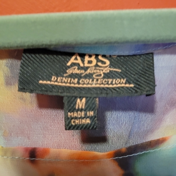 NWOT ABS John Fogerty Women's Sheer Watercolor Print Blouse Size Medium Ptp 21 - Picture 2 of 6